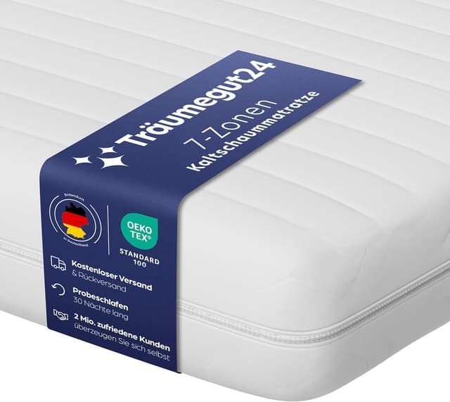 Träumegut24 AquaFlex 7-Zonen Matratze 180x200 cm | H2&H3 | Ergonomische Kaltschaummatratze