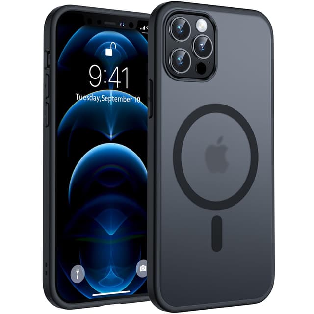📱🔥 TOCOL iPhone 12 Pro Hülle für Magsafe - Stoßfest & Anti-Fingerabdruck - Schwarz