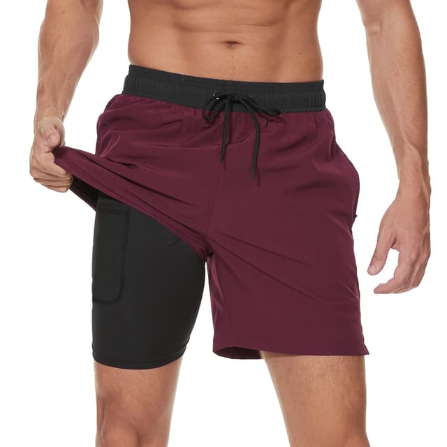🩳 Arcweg Badehose für Herren mit Kompression Liner 2 in 1 Atmungsaktiv Badeshorts Männer