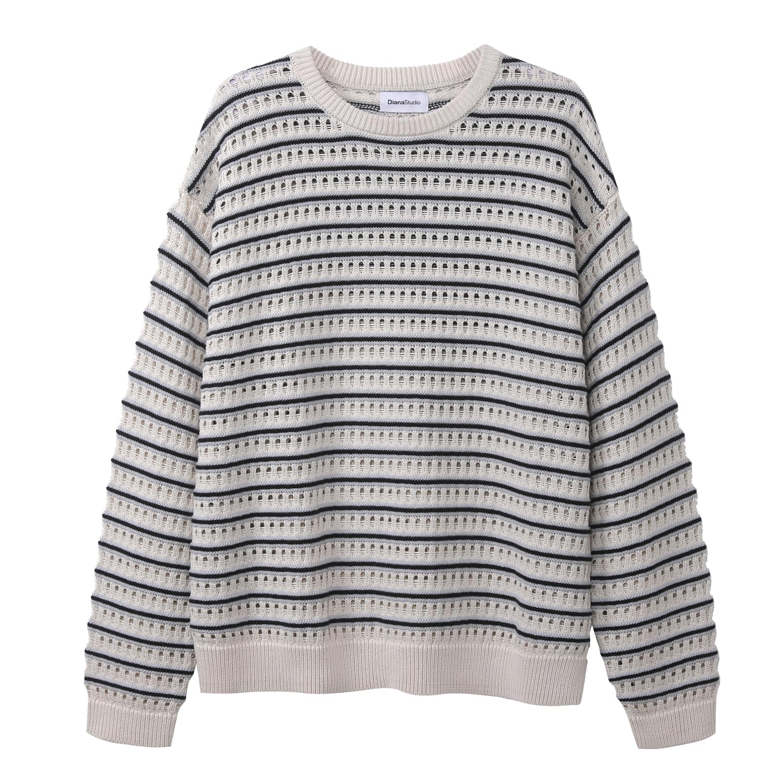 🌟 Diana Studio Herren Pullover - Perforierter gestrickter Rundhalsausschnitt 🌟