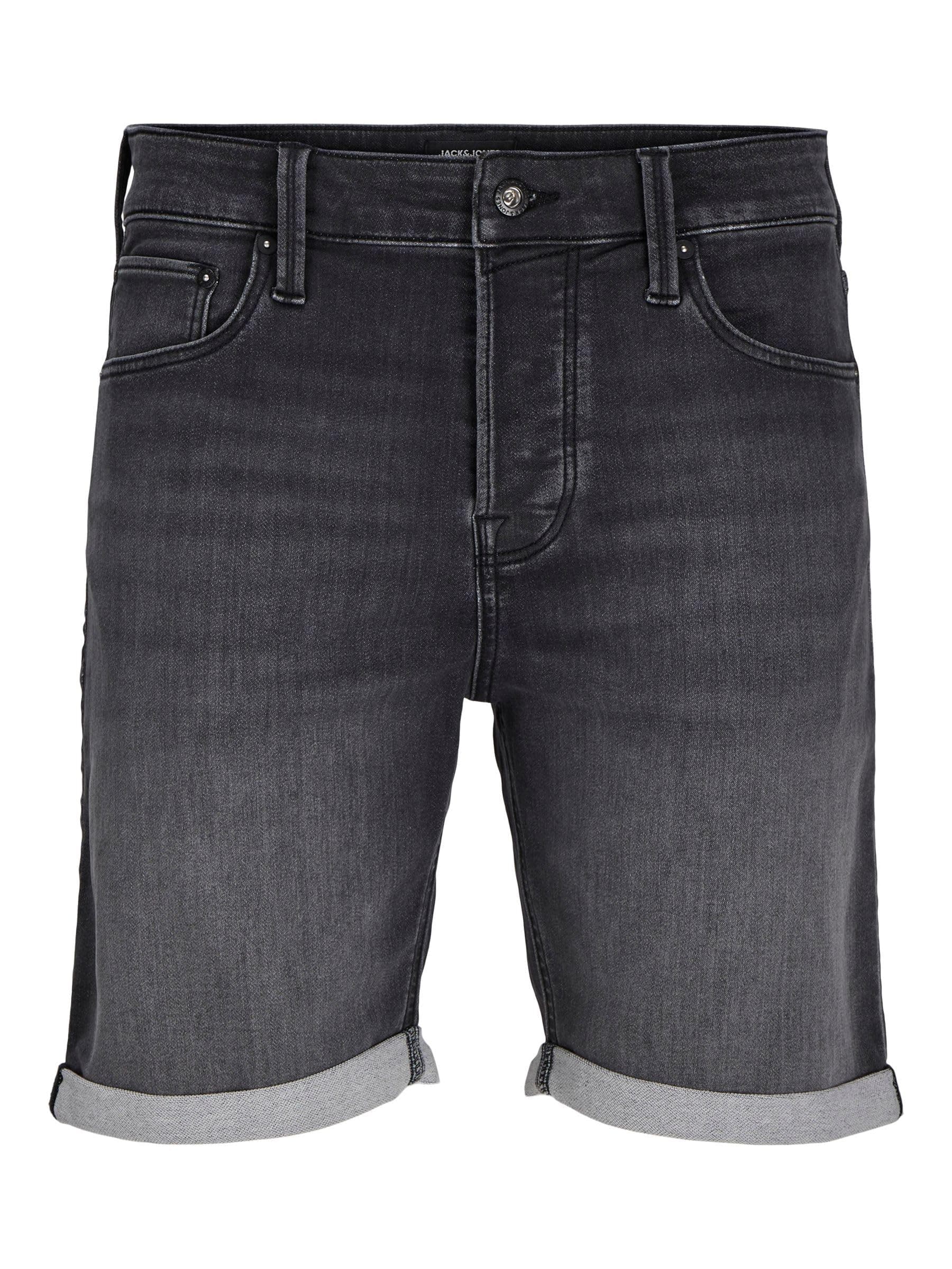 👖 JACK & JONES Herren Regular Fit Jeansshorts Plus Größe 48 Schwarz Denim