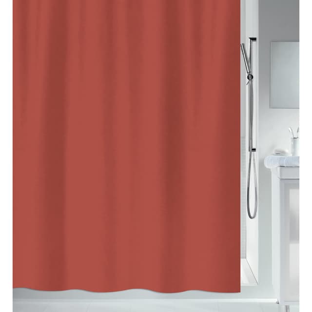 Spirella Schimmel Duschvorhang-Anti-Bakteriell, waschbar, wasserdicht-Polyester, „Primo “ 180x180cm Terracotta Rot