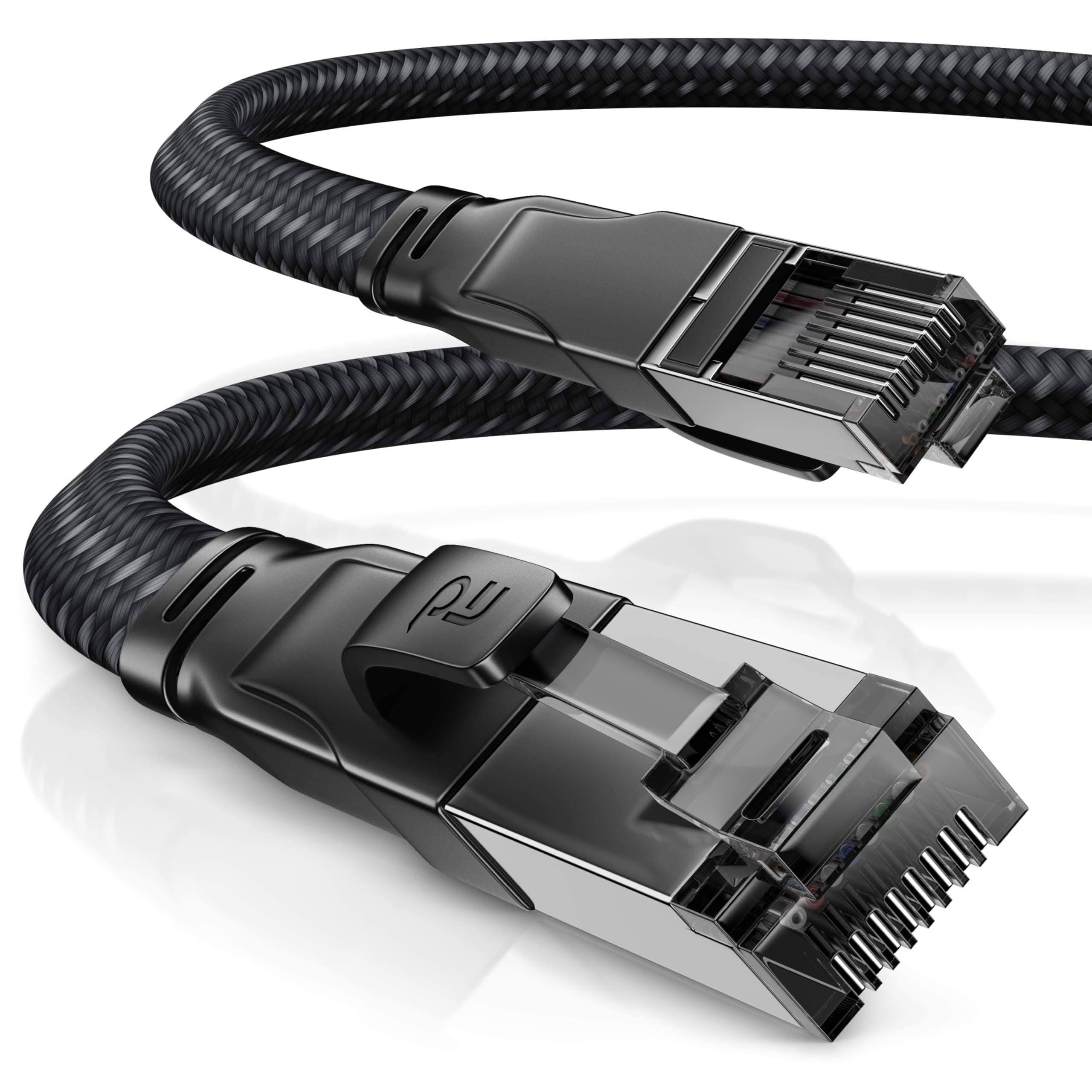 CSL 15m CAT8.1 Netzwerkkabel 🚀 Flach 40 Gbits - Baumwollmantel - LAN Kabel Patchkabel