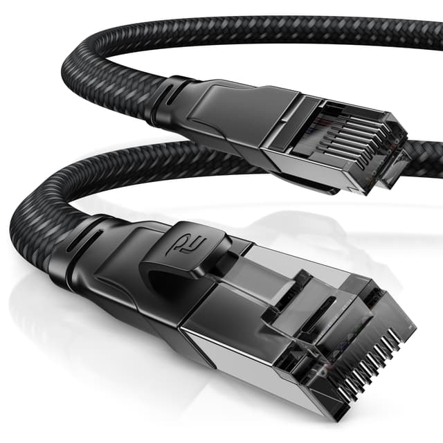 CSL 15m CAT8.1 Netzwerkkabel 🚀 Flach 40 Gbits - Baumwollmantel - LAN Kabel Patchkabel