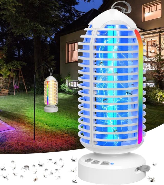Insektenvernichter Akku, 4000mAh Mückenlampe Campinglampe mit RGB Licht