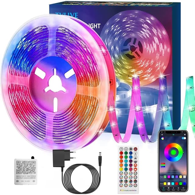 🌈 TVLIVE LED Strip 5M Bluetooth RGB LED Streifen - Musik Sync - Farbwechsel LED Lichterkette