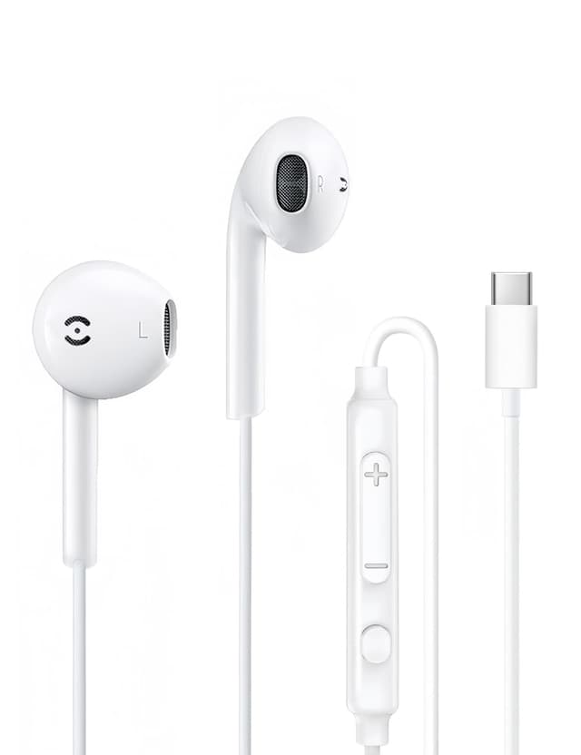 🎧 MAS CARNEY Kopfhörer USB C mit Kabel TH9, In-Ear Earpods USBC mit Mikrofon Kompatible mit iPad Pro,Samsung Galaxy S25 S24 S23 A55 A53,Google Pixel,Huawei, Mi,Oppo Kopfhörer USB C Weiß - Jetzt 15% Rabatt!