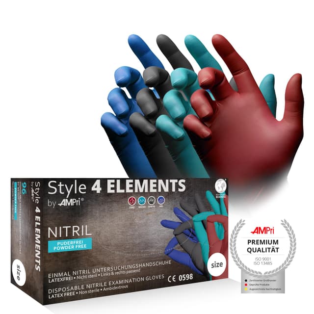 🔥 Angebot: AMPri Nitrilhandschuhe, bunt, Style 4 Elements by Med-Comfort