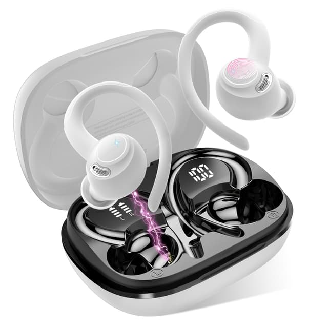 🎧 Bluetooth Kopfhörer Sport - Kabellos & Wasserdicht - 40 Std Spielzeit - Weiß