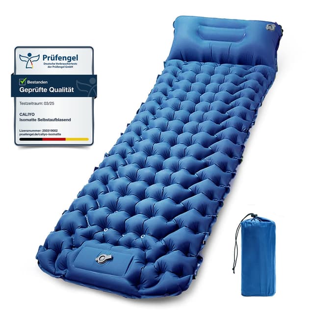 CALIYO Isomatte Selbstaufblasend Camping – Verdickte Luftmatratze mit FußpressPumpe ⛺️