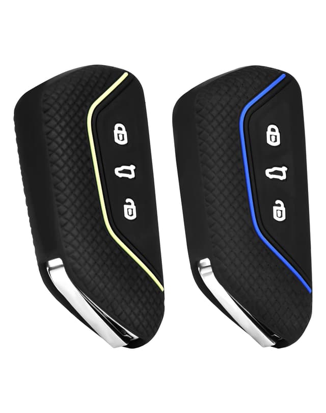 Autoschlüssel Hülle für VW | Silikon Cover Etui Schutzhülle grün+blau