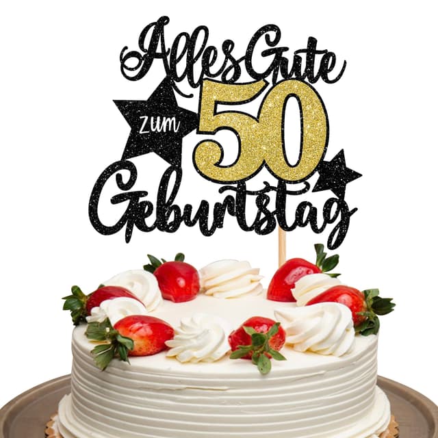 🎉 50 Jahre Geburtstag Kuchen Topper Schwarz Gold 🎂