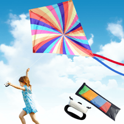 LURNODY Kinderdrachen Regenbogendrachen 80x90 cm 🌈 Flugdrachen-Set für Strandaktivitäten