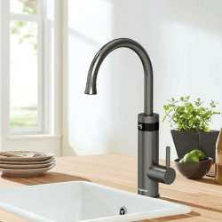 Briwellna Wasserhahn mit Durchlauferhitzer 360° drehbar (Grau) KM33 Grau 🚿💧