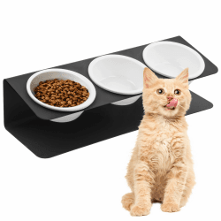 🐱 3er Set Katzennapf Erhöht mit Ständer – 15° Neigung, 250ml Keramik-Schalen