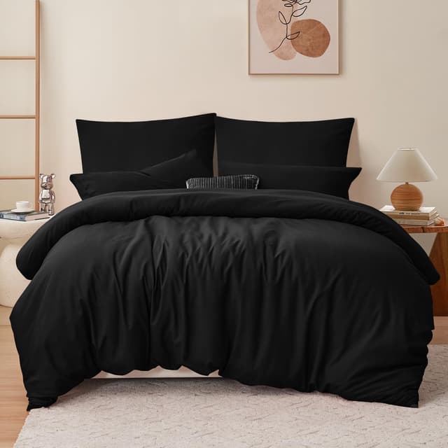 RUIKASI Bettwäsche 200x220 3teilig Schwarz 💤🖤