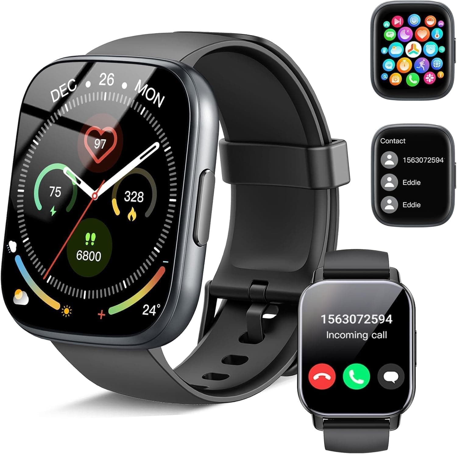Smartwatch Herren Damen mit Bluetooth Anrufe, 1.95" HD Touchscreen, Fitnessuhr IP68 Wasserdicht