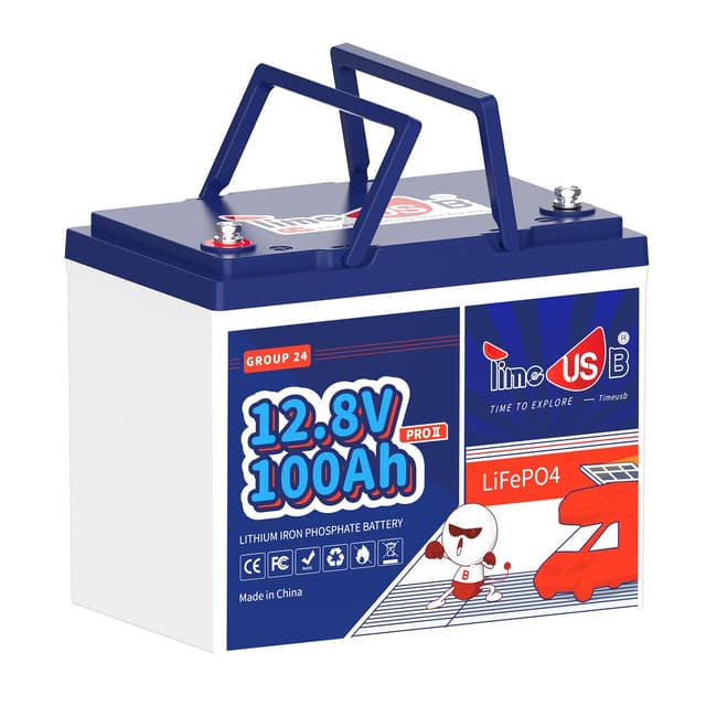 Timeusb Lithium Batterie 12V 100Ah Ultra-MINI Größe LiFePO4 Akku 1280Wh