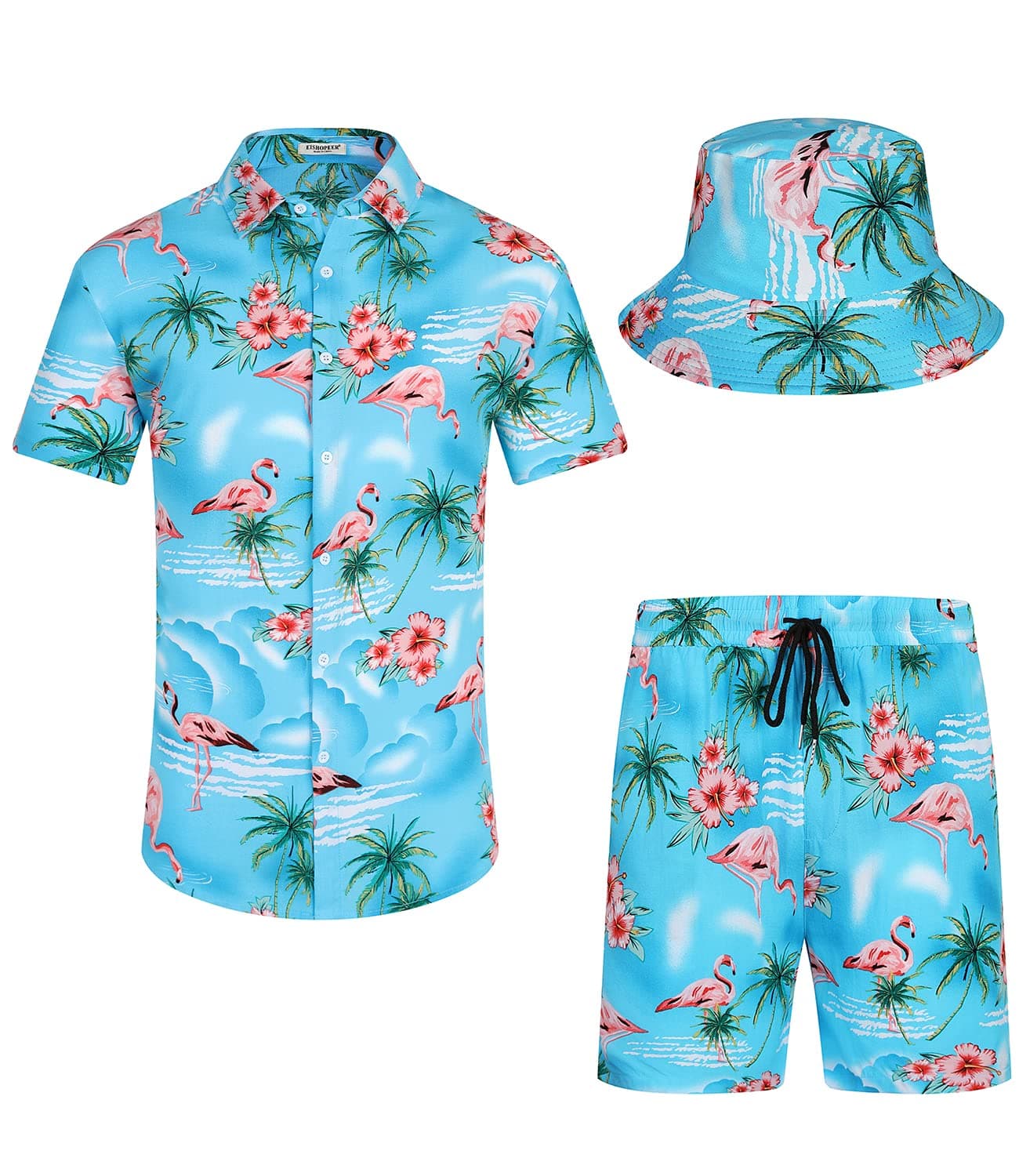 🌴 SPKPKEY Hawaii-Hemd und Shorts für Herren 2-teilig 🌺