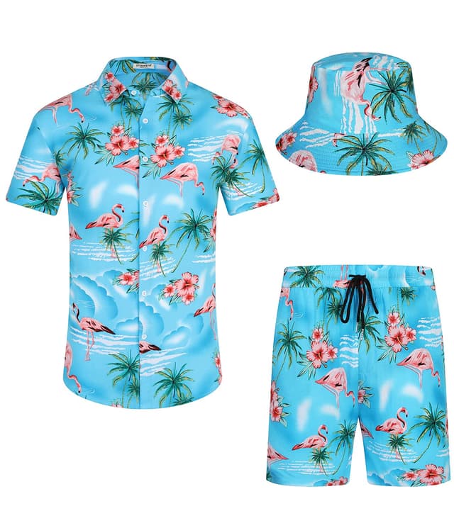 🌴 SPKPKEY Hawaii-Hemd und Shorts für Herren 2-teilig 🌺