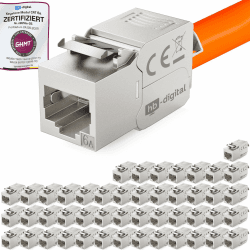 🔌 hb-digital 48x CAT 6a Keystone RJ45 Modul Buchse für LAN Kabel - Werkzeuglose Installation