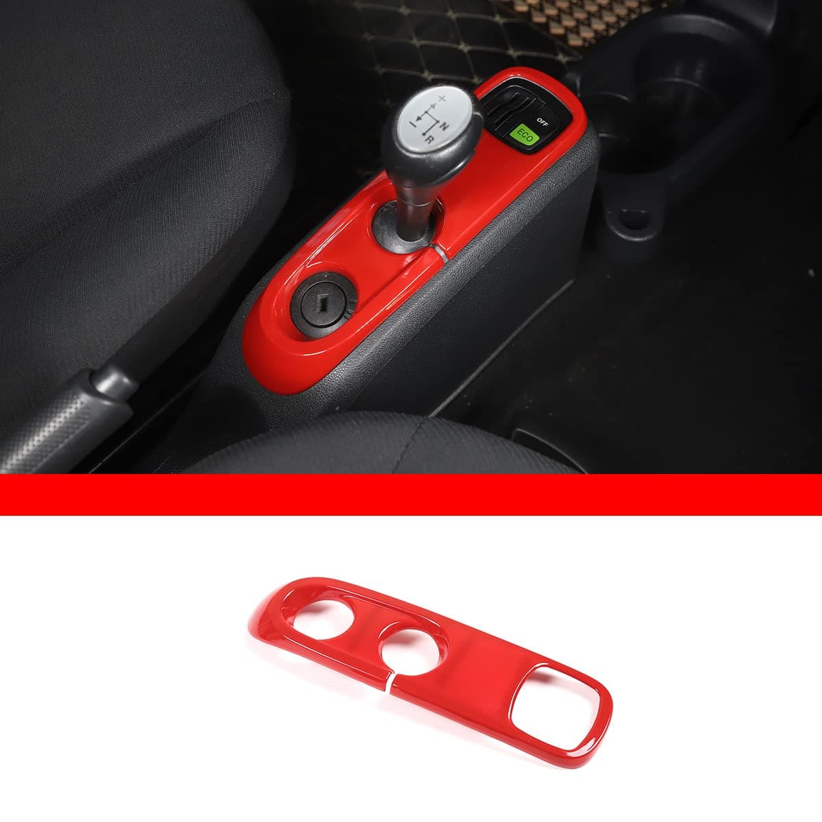 🚗 DIYUCAR ABS Kunststoff Schaltwerk Abdeckung für Mercedes-Benz Smart 451 Fortwo 2009–2015 LHD (rot) 🛠️