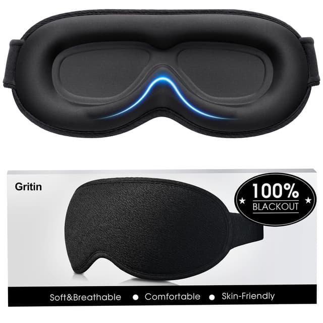 Gritin 3D Schlafmaske für Seitenschläfer 🌙 Upgrade Atmungsaktive Schlafbrille mit Verstellbar Gummiband 😴