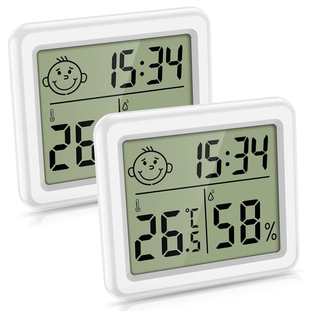 🌡️🕰️ Ankilo Digital Thermometer Hygrometer mit Uhr | 2 Stück 🕰️🌡️