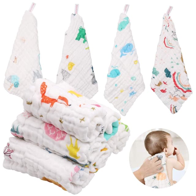 👶🧼 ABirdon 10 Stück Baby Musselin Waschlappen 30x30cm Bio-Baumwolle