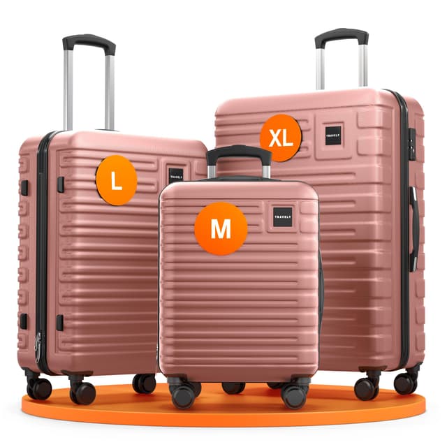 Travely Polycarbonat Koffer Set 77cm, 67cm, Handgepäck Koffer in einem Set 🌟
