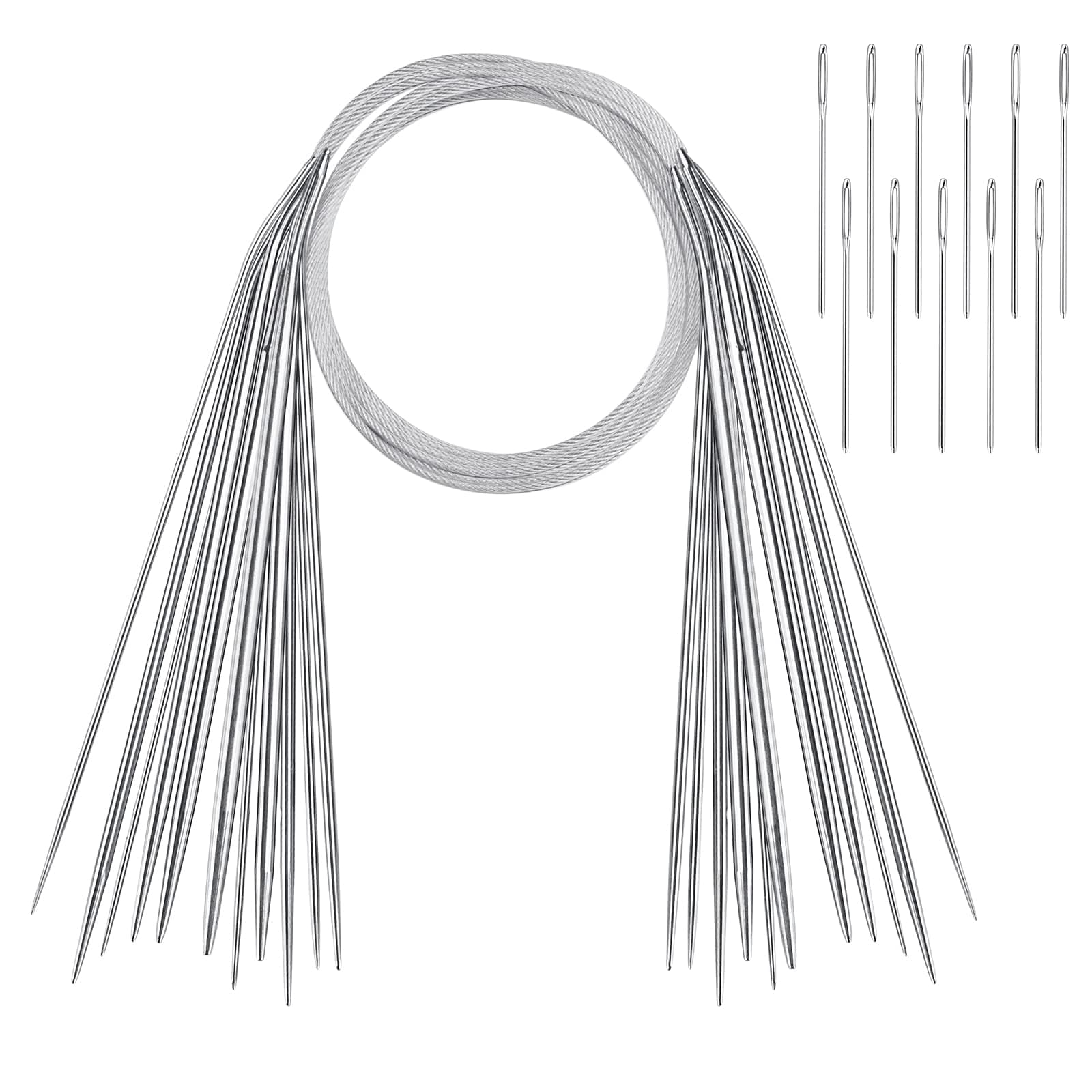 🧶 Edelstahl Rundstricknadeln 80cm für Anfänger, 11 Stück Größen 1,5-5mm 🪡