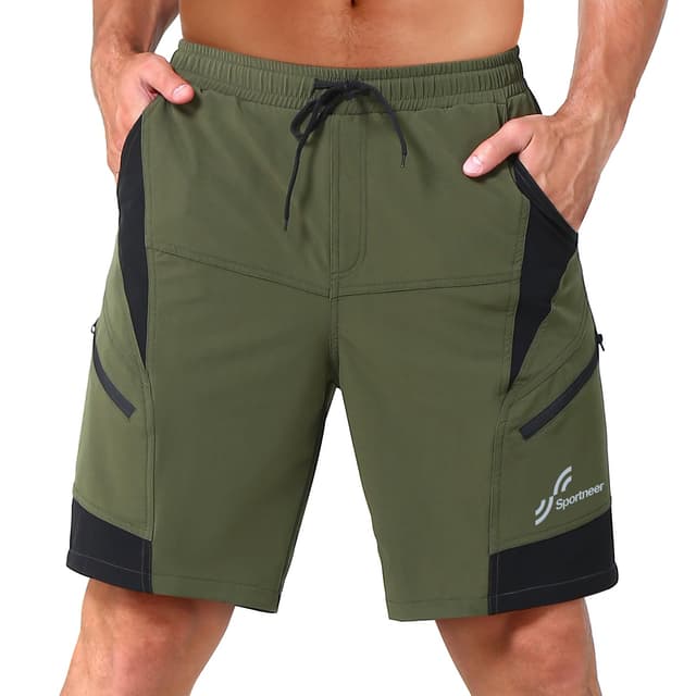 Sportneer MTB Radlerhose Herren 🚵‍♂️🌿 Gepolsterte Radhose Herren 🚴‍♂️ 3D Gefüttert Mountainbike Radsport Sport Radfahren Outdoor XL Grün
