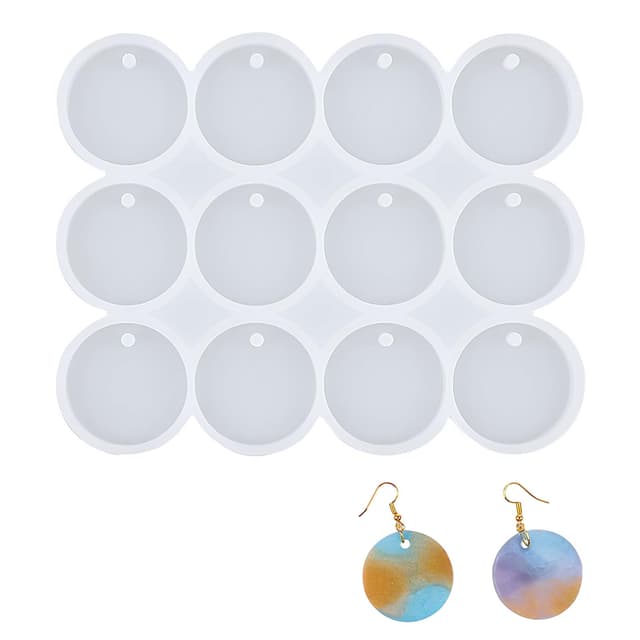 🔥 12 Stück Runder Epoxidharz Silikonformen Set mit Aufhängelöchern für DIY Schmuck und Schlüsselanhänger