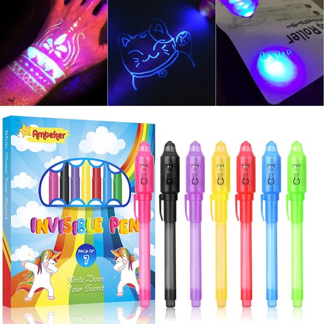 🌟 Amteker Zauberstifte für Kindergeburtstag 🎁 Unsichtbarer Tintenstift mit UV-Licht