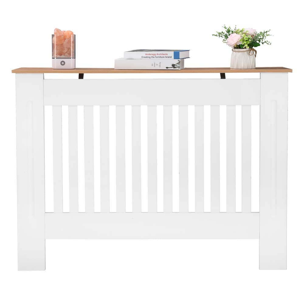 LEADZM Heizkörperverkleidung Lamellen-Design MDF Weiß (112 x 19 x 81.5CM) 🌟
