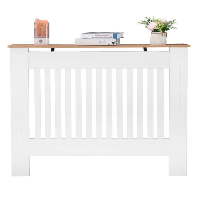 LEADZM Heizkörperverkleidung Lamellen-Design MDF Weiß (112 x 19 x 81.5CM) 🌟