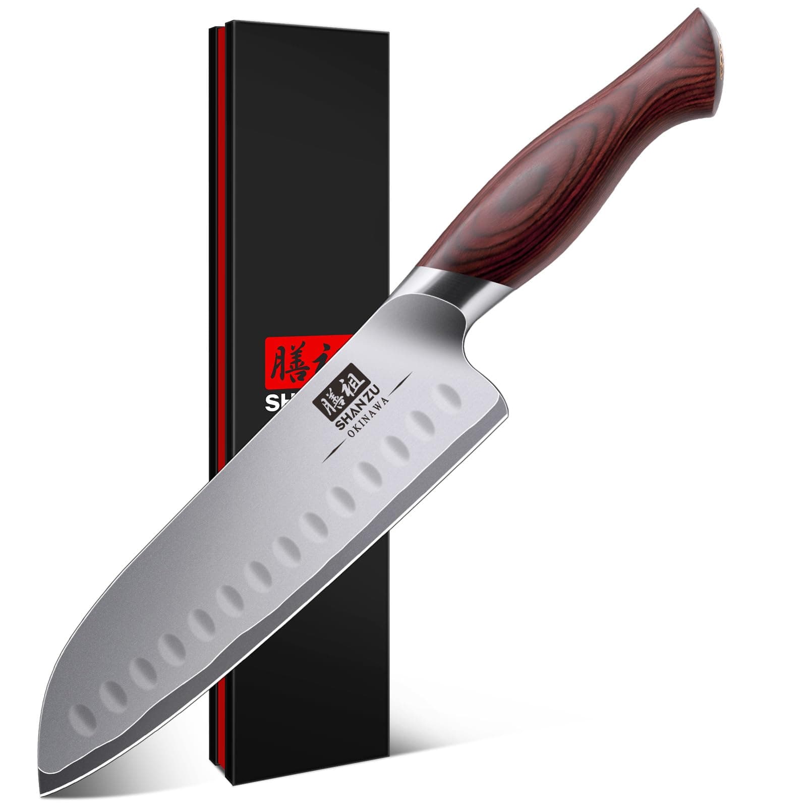 🔪🇯🇵 SHAN ZU Profi Santoku Küchenmesser 18cm - Hochcarbonstahl 10Cr15Mov 🍣🥩