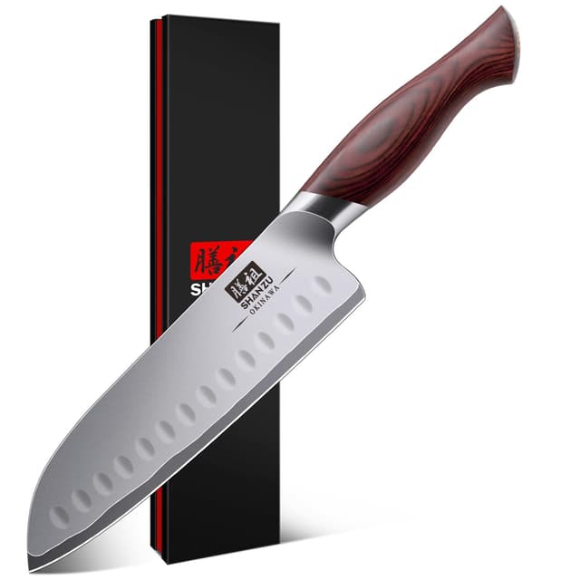 🔪🇯🇵 SHAN ZU Profi Santoku Küchenmesser 18cm - Hochcarbonstahl 10Cr15Mov 🍣🥩