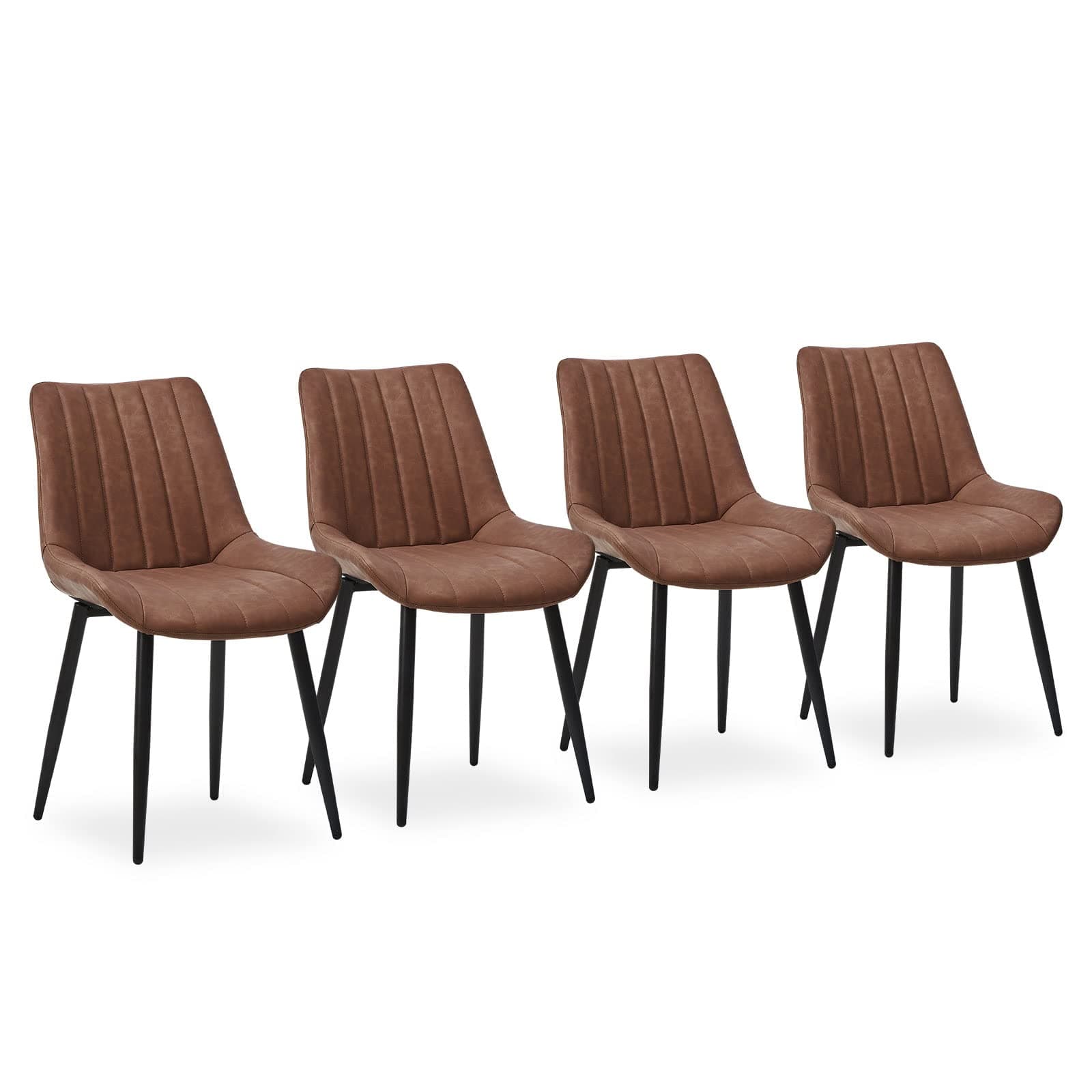 CLIPOP Esszimmerstühle 4er Set mit Metallbeinen - Kunstleder Braun