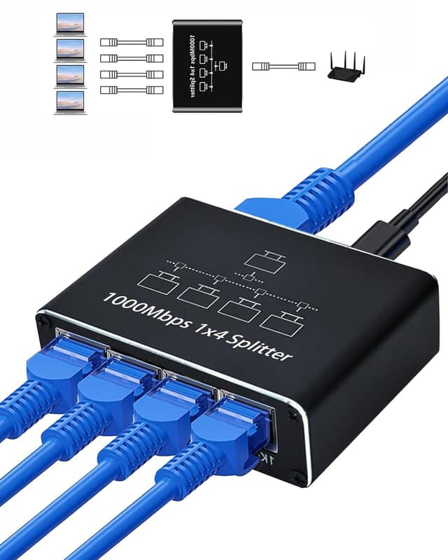 LAN Splitter 1 auf 4 Ethernet Splitter 1000 Mbps LAN Switch 4 Port 🌐🔌