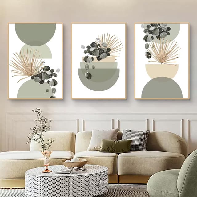 🌿🖼️ Uixxducc 3-teiliges Bohemian Poster Set Aesthetic Grüne Pflanze Bilder Set Boho Wandbilder Wohnzimmer Schlafzimmer Deko 🌿🖼️
