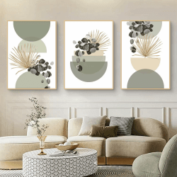 🌿🖼️ Uixxducc 3-teiliges Bohemian Poster Set Aesthetic Grüne Pflanze Bilder Set Boho Wandbilder Wohnzimmer Schlafzimmer Deko 🌿🖼️