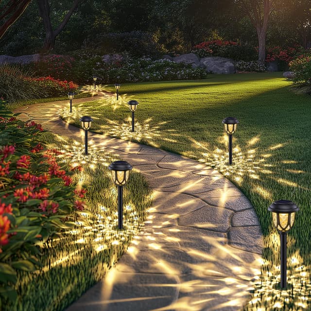 Flacchi Solarlampen mit Glas-Kuppel für Außen - Landschaft Lichter Solar LED Garten Lichter im Freien für Gehweg, Rasen, Garten