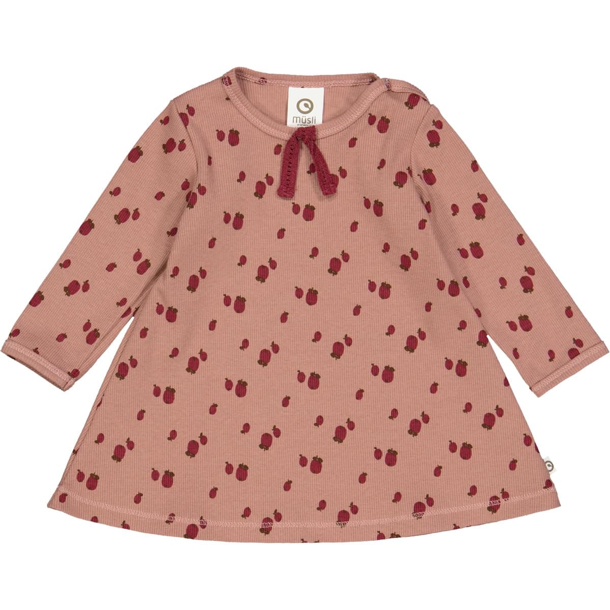 🌟 Super Deal! 🌈 Müsli Baby-Mädchen Apple L/S Dress 56 - Daydream/Cabernet/Bark
