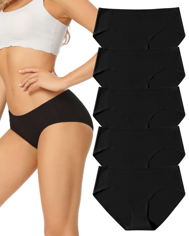 👙 VOENXE Nahtlose Slips Damen Mehrpack - 5er-Pack Set in Schwarz 🖤
