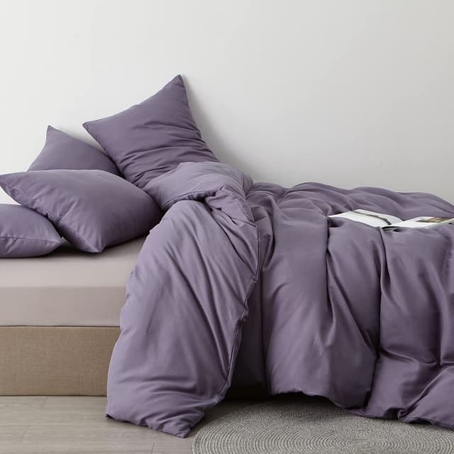 🛏️🌟 Lanqinglv 2er Set Kissenbezug 40x80cm Violett Lila Uni Dekokissenbezug