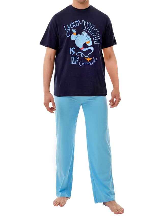 🧞‍♂️ Disney Aladdin Herren Schlafanzug L Blau - Magischer Pyjama!