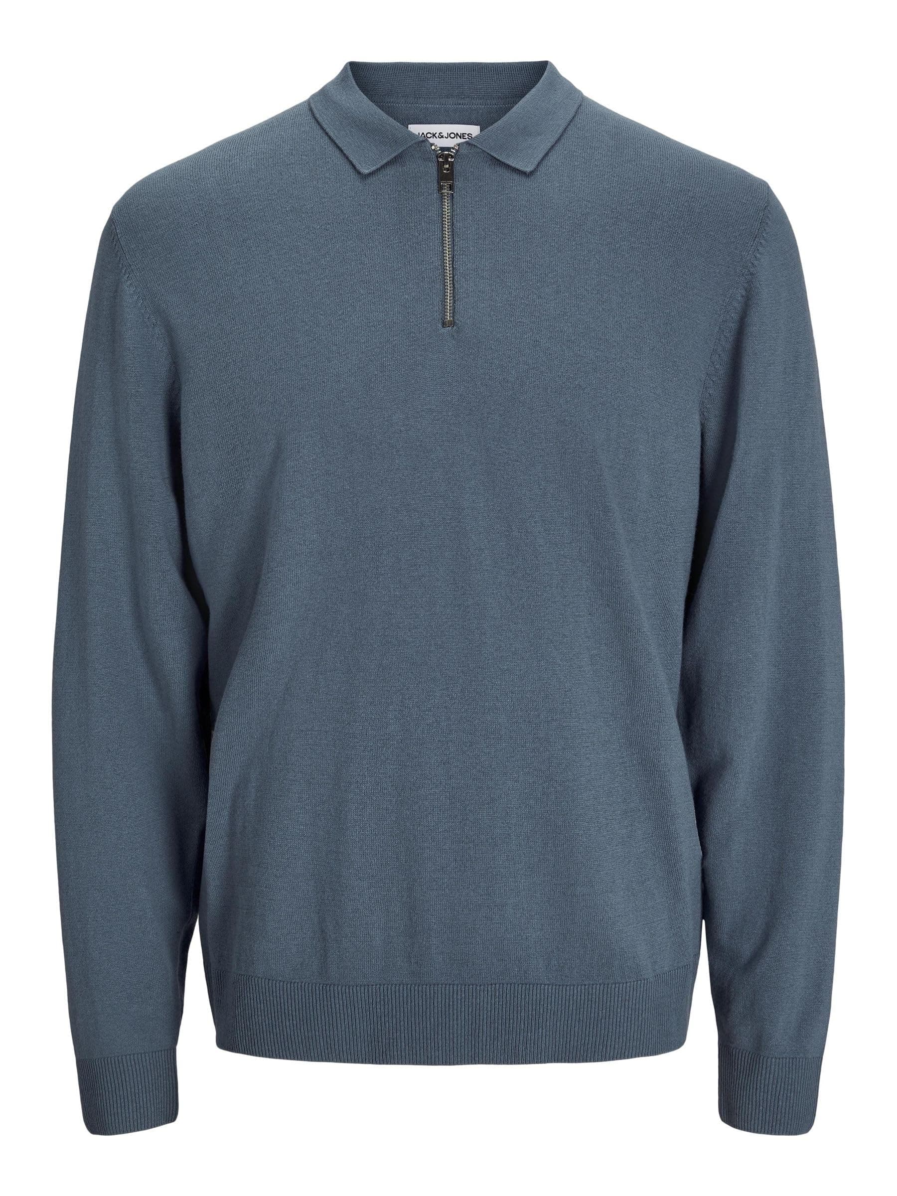 JACK & JONES Herren Jjeemil Knit Polo Half Zip Ls Noos Strickpullover XS Oceanview 🌊👕