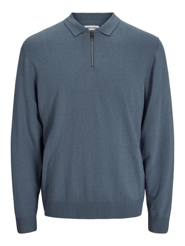 JACK & JONES Herren Jjeemil Knit Polo Half Zip Ls Noos Strickpullover XS Oceanview 🌊👕
