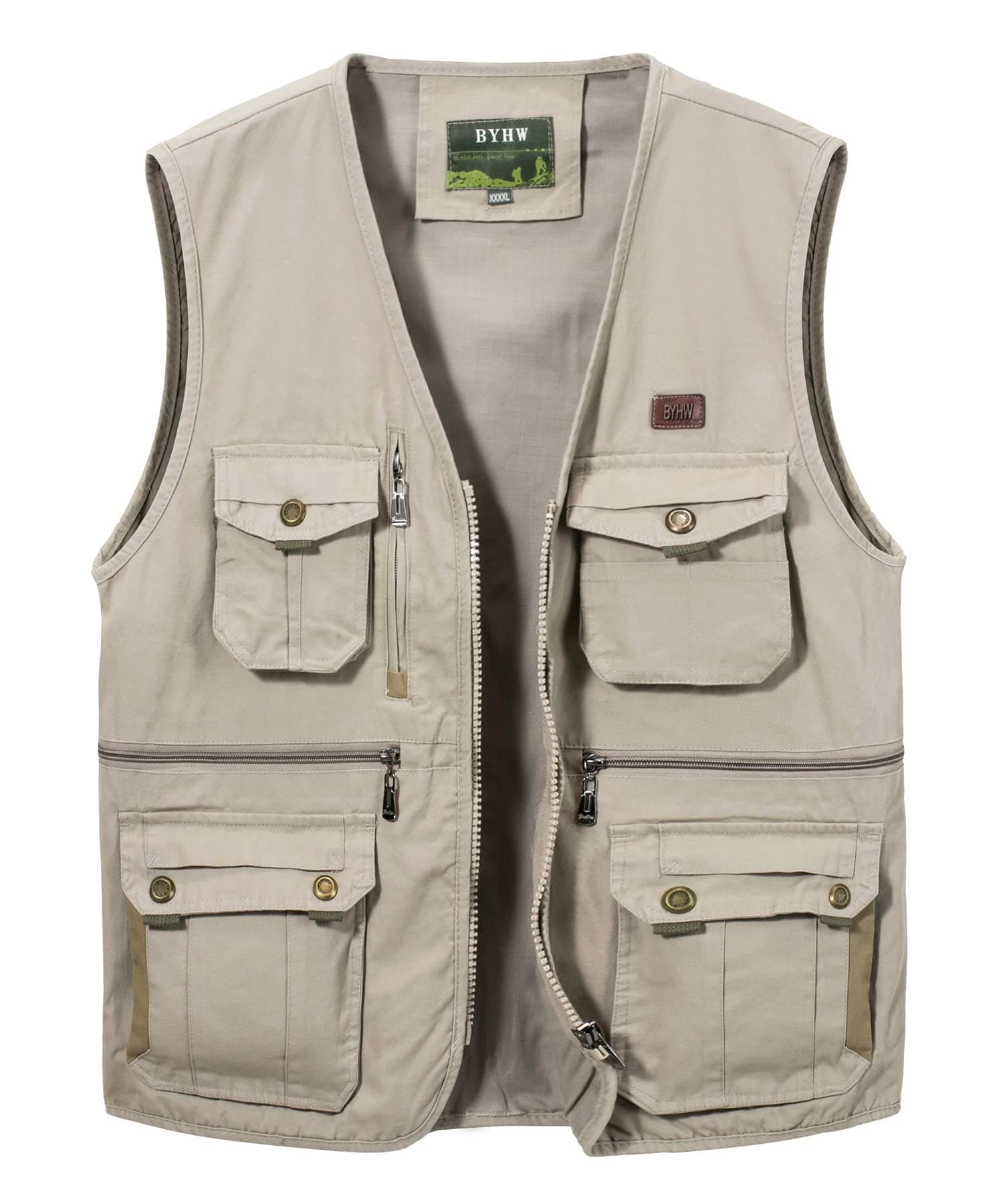 🎣 Oralidera Herren Anglerweste Ärmellos Jacke Outdoor Weste Jagdweste Sommer Herrenwesten Sportlich Fotografie Funktionsweste mit Vielen Taschen Beige L - Nur 22.39€
